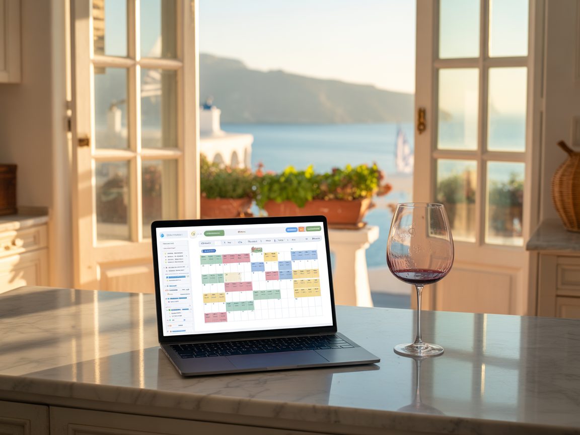 Estia editorial photograph — property care across Greece